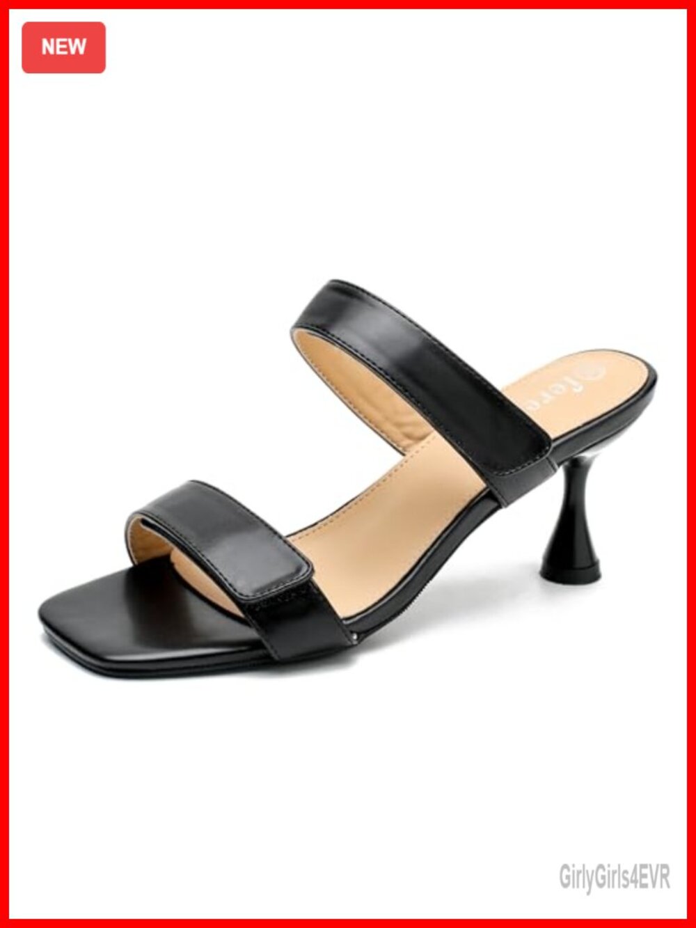 Kitten Heel Slide Sandals Open Square Toe Slip On Mules